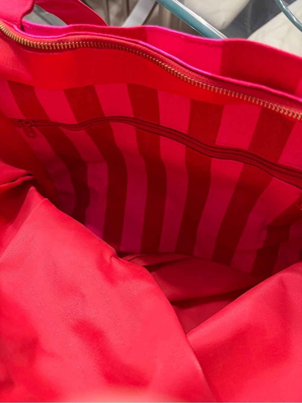 Victoria's Secret Hot Pink & Fuchsia Striped Canvas Tote - Picture 3 of 4